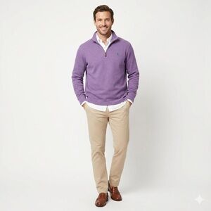 Polo Ralph Lauren Purple Quarter Zip Cotton Pullover Size L